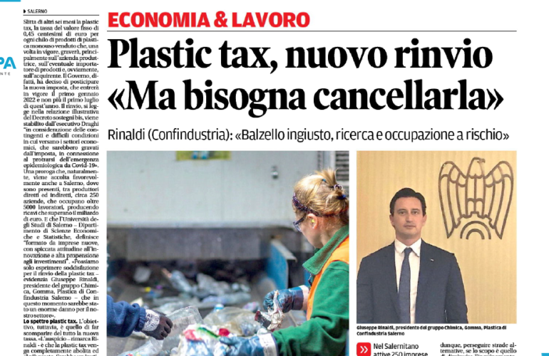 Plastic Tax, nuovo rinvio. Rinaldi: “Bisogna cancellarla”
